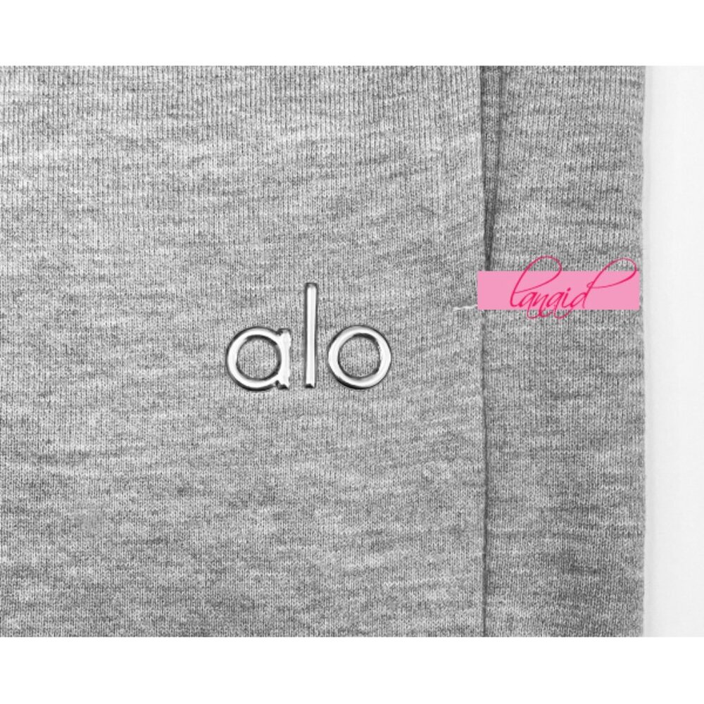 Alo Accolade Sweatpants Athletic Heathered Grey High-Rise Fleece Joggers Sweats - Picture 11 of 14